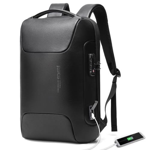 BANGE Genuine Leather Laptop Backpack Fits 15.6 Inch,Anti Theft Business Back Pack with TSA Lock, Office Work Backpack with USB3.0 Charging Port for Men and Women… - Image 1