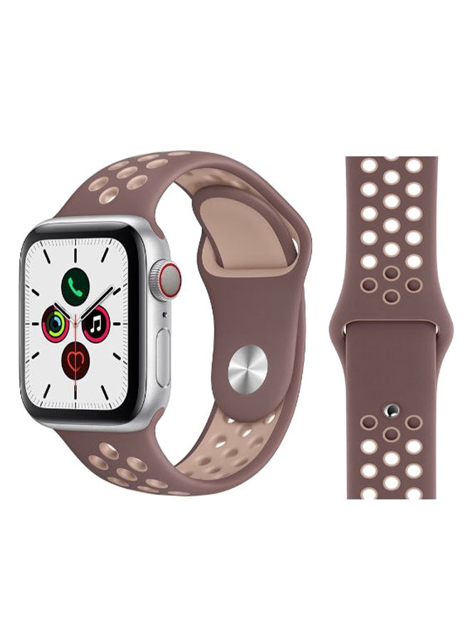 Perfii Dot Pattern Replacement Band For Apple iWatch Series 5/4/3/2/1 42-44mm y Mauve/Beige - Image 1