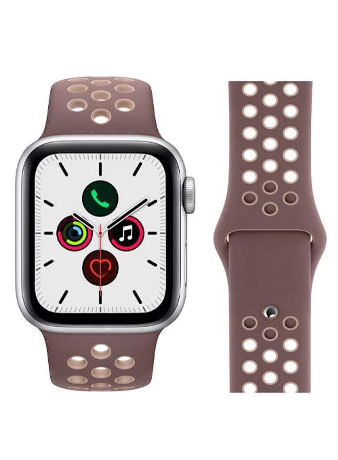 Perfii Dot Pattern Replacement Band For Apple iWatch Series 5/4/3/2/1 42-44mm y Mauve/Beige - Image 2