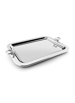 BLACKSTONE Stainless Steel Serving Tray with Round Handle Silver 56X40CM  - Image 1