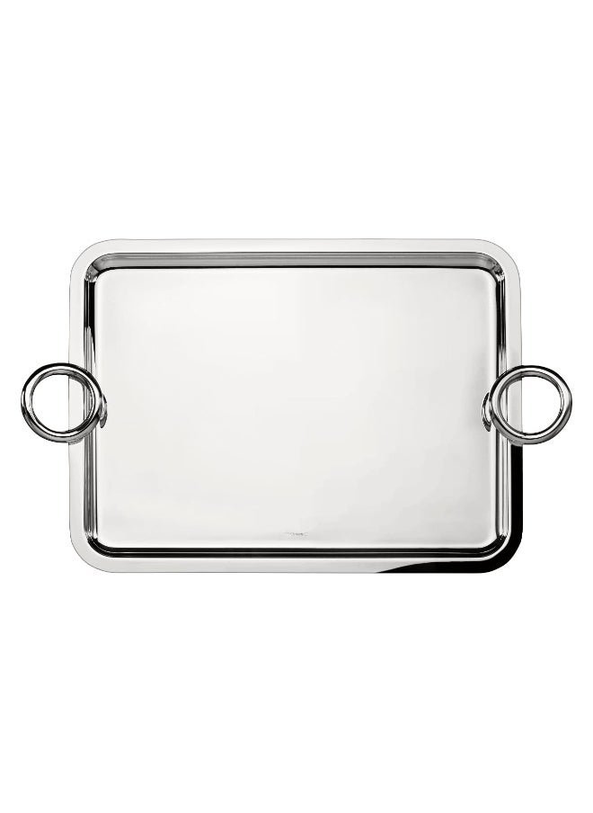 BLACKSTONE - Stainless Steel Serving Tray with Round Handle Silver 56X40CM - Image 1