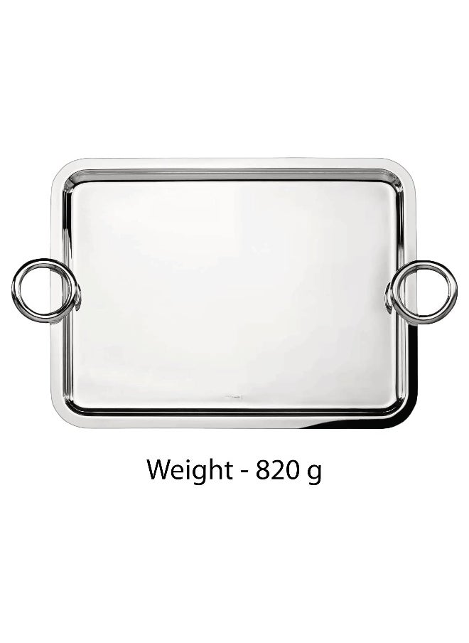 BLACKSTONE - Stainless Steel Serving Tray with Round Handle Silver 56X40CM - Image 1
