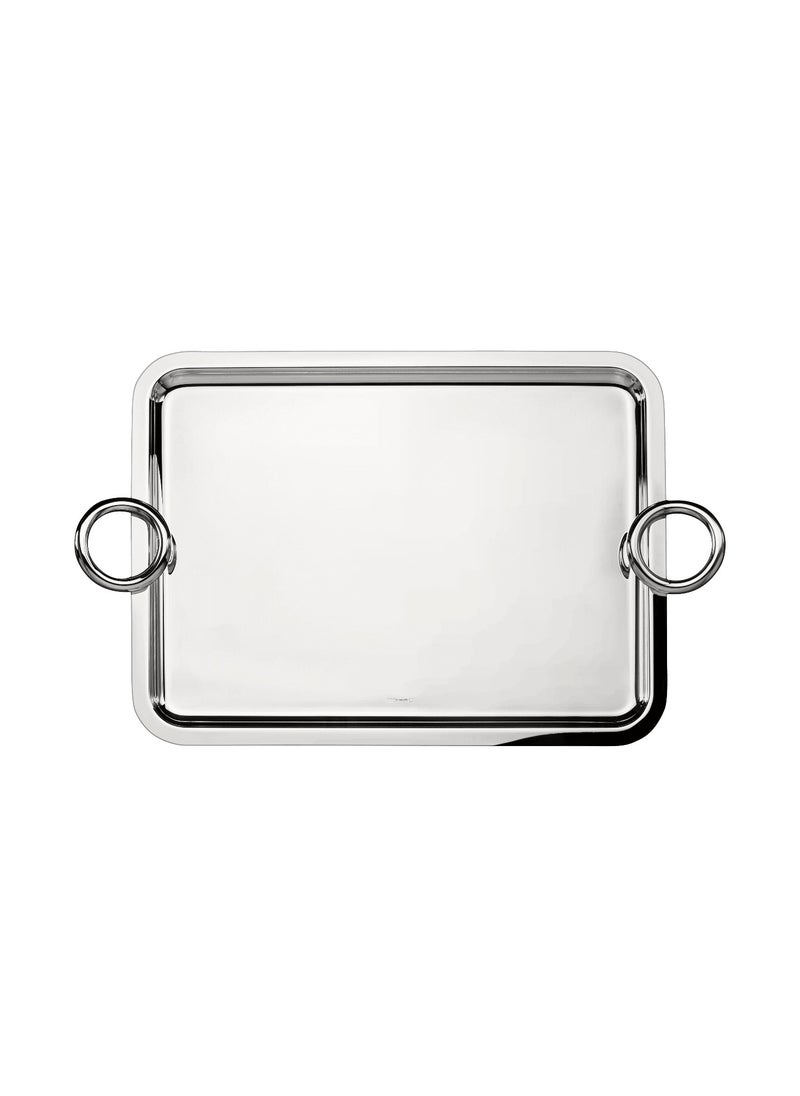BLACKSTONE - Stainless Steel Serving Tray with Round Handle Silver 56X40CM - Image 1