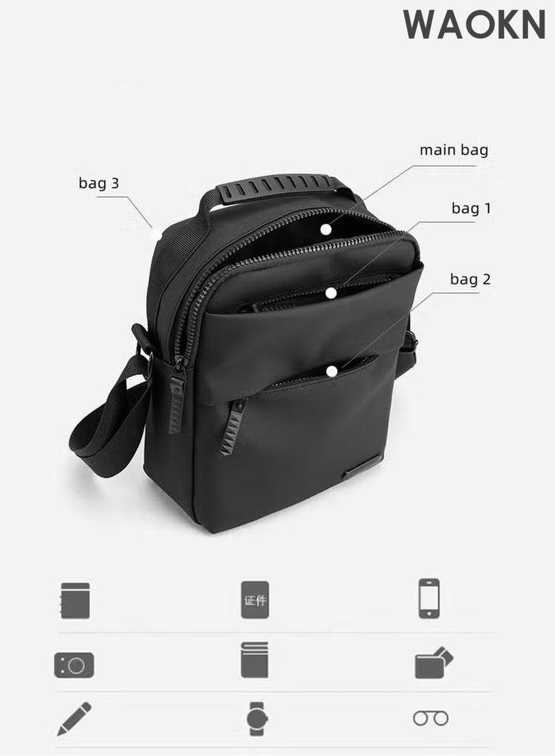 WAOKN Sling Bag for Men - Compact Crossbody Backpack with USB Charging Port - Waterproof Chest Shoulder Bag for Travel, Cycling, Business - Anti-Theft Daypack with Hidden Pockets (Black,) - Image 3