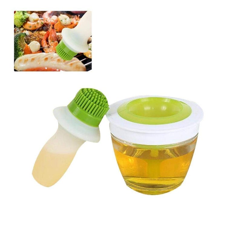 NGEL Chef Basting Set Oil Dispenser Glass Bowl Container and Silicone Pastry Oil Storage Brush Set for Cooking BBQ Baking and Grilling - Image 1