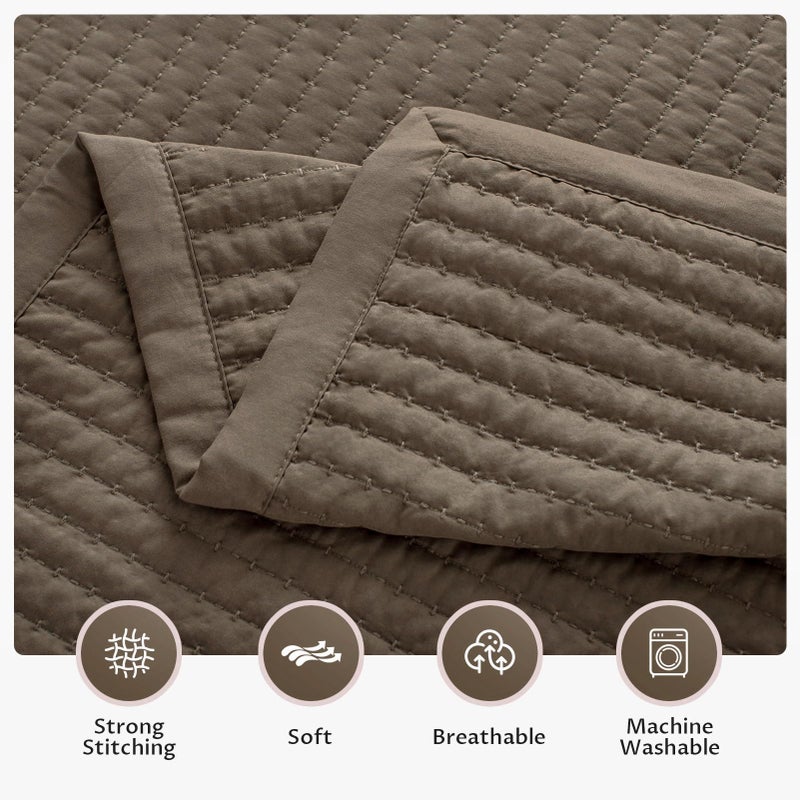 KASENTEX Oversized King Quilt Set 112"x106" â€“ Soft Washed 3-Layer Lightweight California King Bedspread, Minimalist Nordic Design, All-Season Spring & Summer Quilt Set (1 Quilt + 2 Pillow Shams), Cub - Image 4