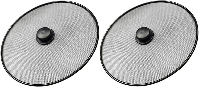 ABOOFAN 2 Pcs 25cm Stainless Steel Splatter Guard for Skillet Frying Pan, Oil Splash Screen with Mesh Cover and Handle, Kitchen Cooking Stove Splash Protector for Home Use - Image 1