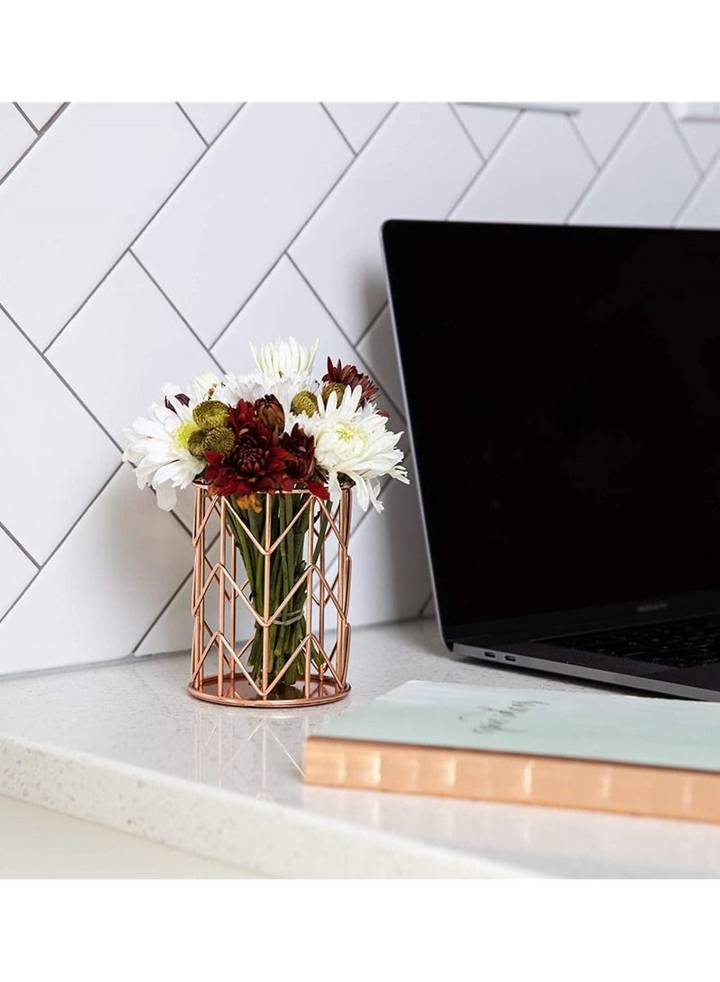 Y&D Pencil Pot Holder Metal, Pen for Desk, Makeup Brush Rose Gold Metal Wire Cup Holders, Organizer Classroom, Home and Office  - Image 4
