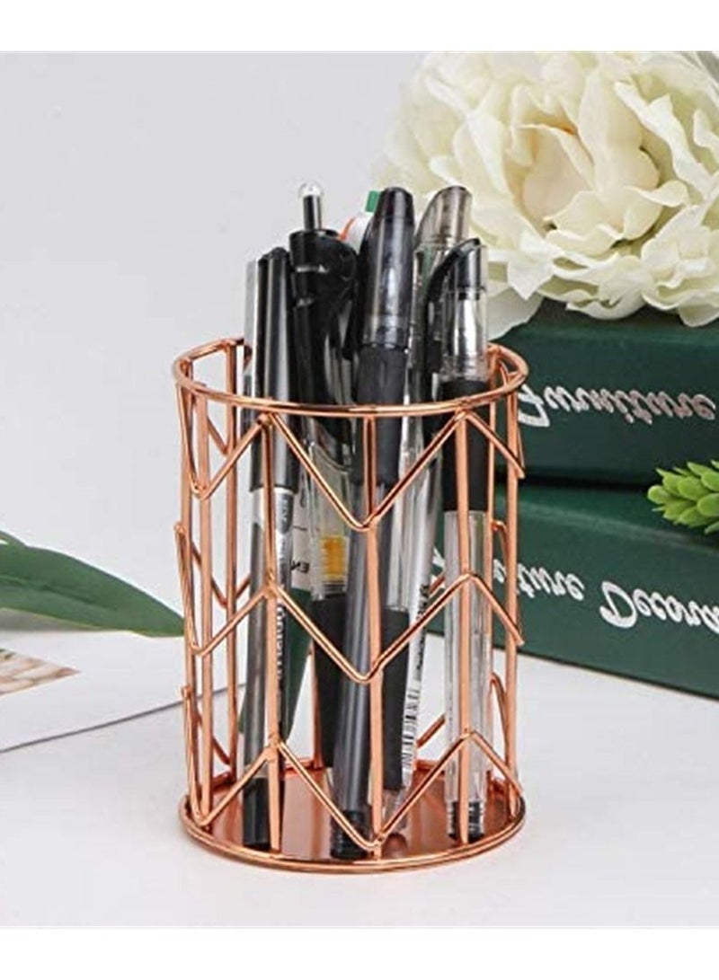 Y&D Pencil Pot Holder Metal, Pen for Desk, Makeup Brush Rose Gold Metal Wire Cup Holders, Organizer Classroom, Home and Office  - Image 2