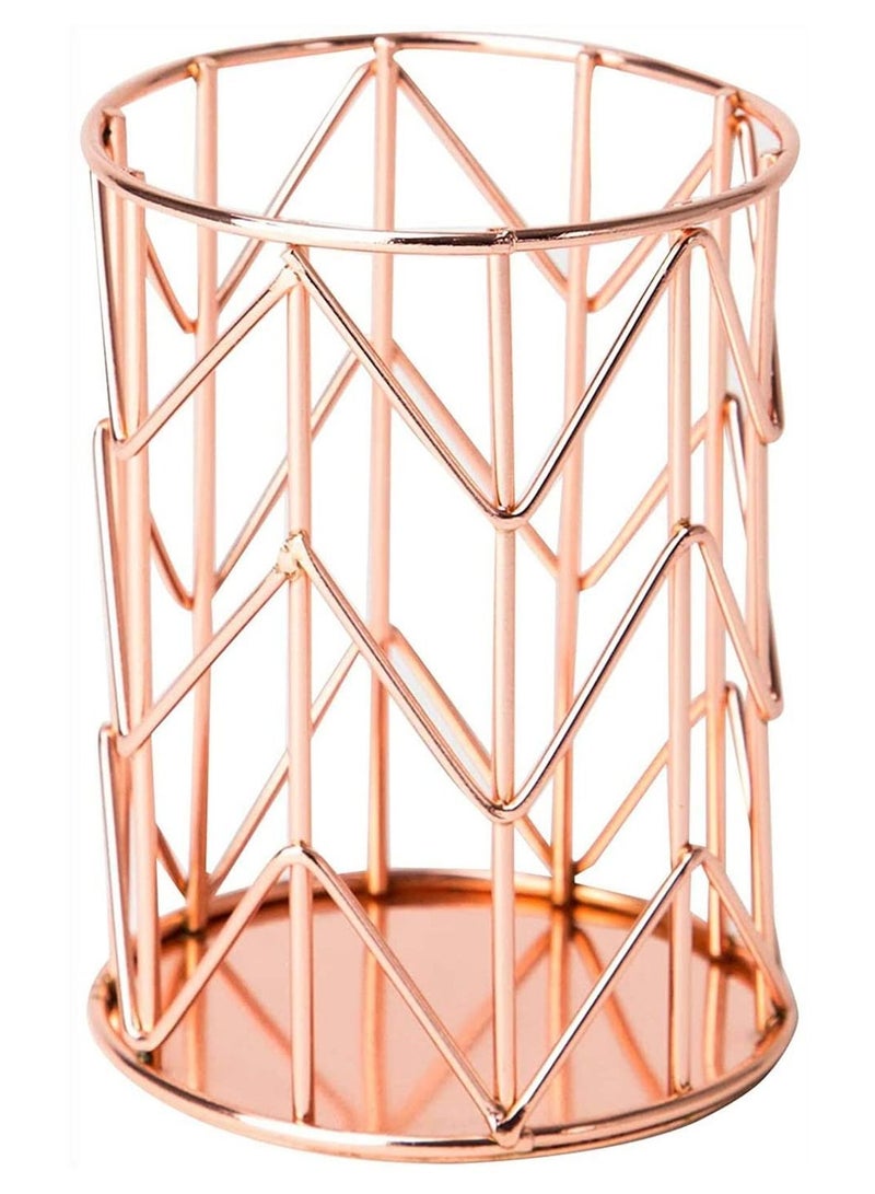 Y&D Pencil Pot Holder Metal, Pen for Desk, Makeup Brush Rose Gold Metal Wire Cup Holders, Organizer Classroom, Home and Office  - Image 1