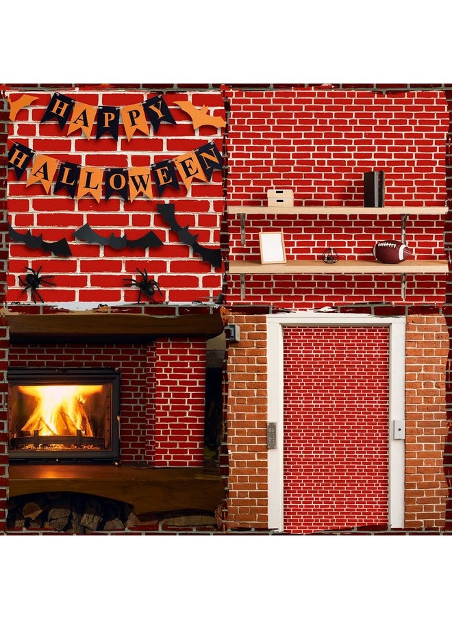 Chumia Chumia 6 Pcs Brick Tablecloth Brick Wrapping Paper Wall Backdrop Wallpaper Decoration for Halloween Christmas Party Supplies 54 x 108 Inches  - Image 5