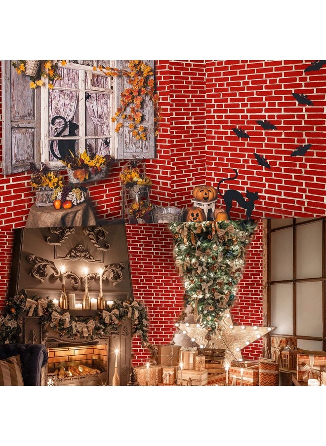 Chumia Chumia 6 Pcs Brick Tablecloth Brick Wrapping Paper Wall Backdrop Wallpaper Decoration for Halloween Christmas Party Supplies 54 x 108 Inches  - Image 4