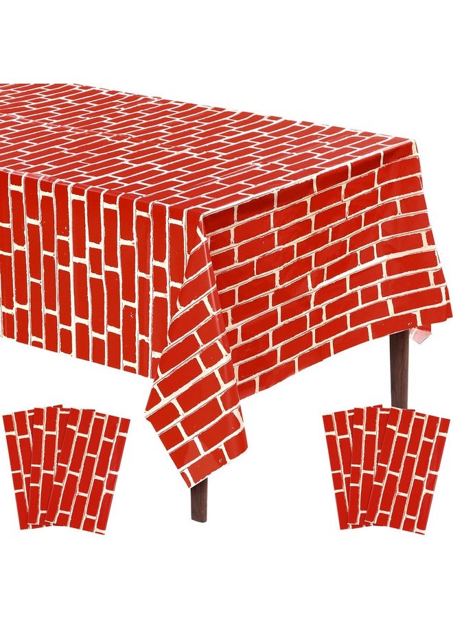 Chumia Chumia 6 Pcs Brick Tablecloth Brick Wrapping Paper Wall Backdrop Wallpaper Decoration for Halloween Christmas Party Supplies 54 x 108 Inches  - Image 1