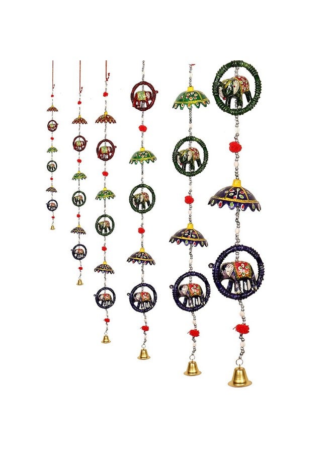 Suvasane Handmade Decorative Multicolor Elephant Door Hanging with Umbrella Home Decor- Garden/Window Décor (Set of 2) - Image 1