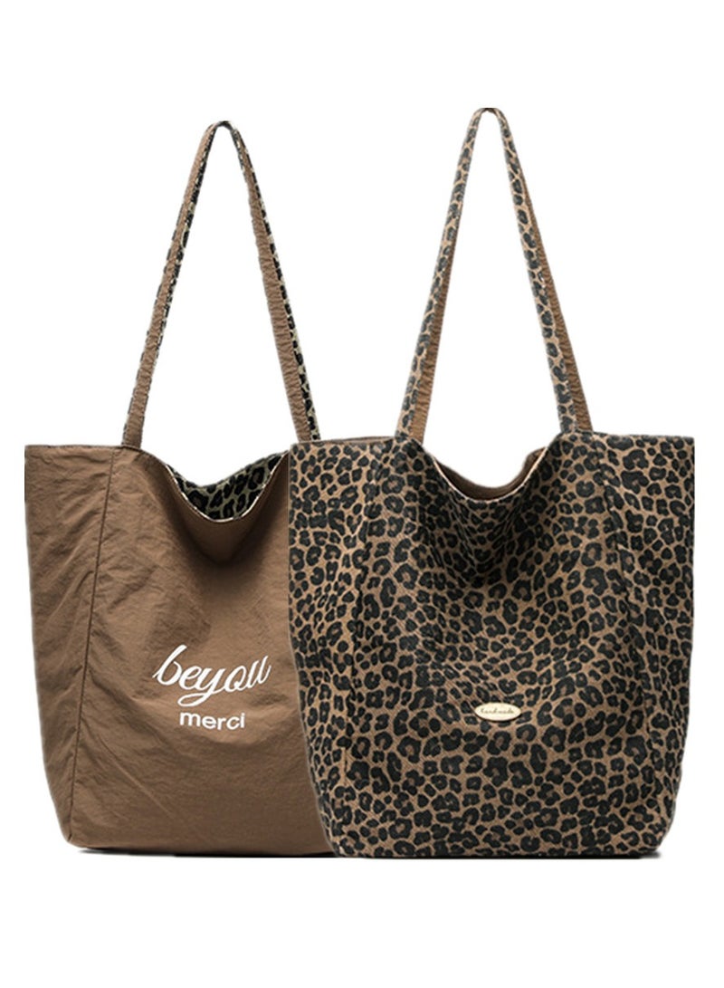 بي يو حقائب يد نسائية بحجم كبير، حقيبة كتف للشاطئ، قابلة للعكس مع وجهين، بسيطة للتسوق والعمل والسفر - Image 1