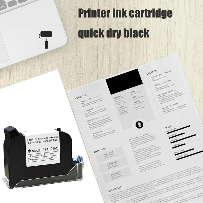 Peiiwdc PS100 (M) Quick Dry Inkjet Cartridge for Handheld Inkjets Printer, Various Surfaces Application, Smooth Imaging Printing - Image 3