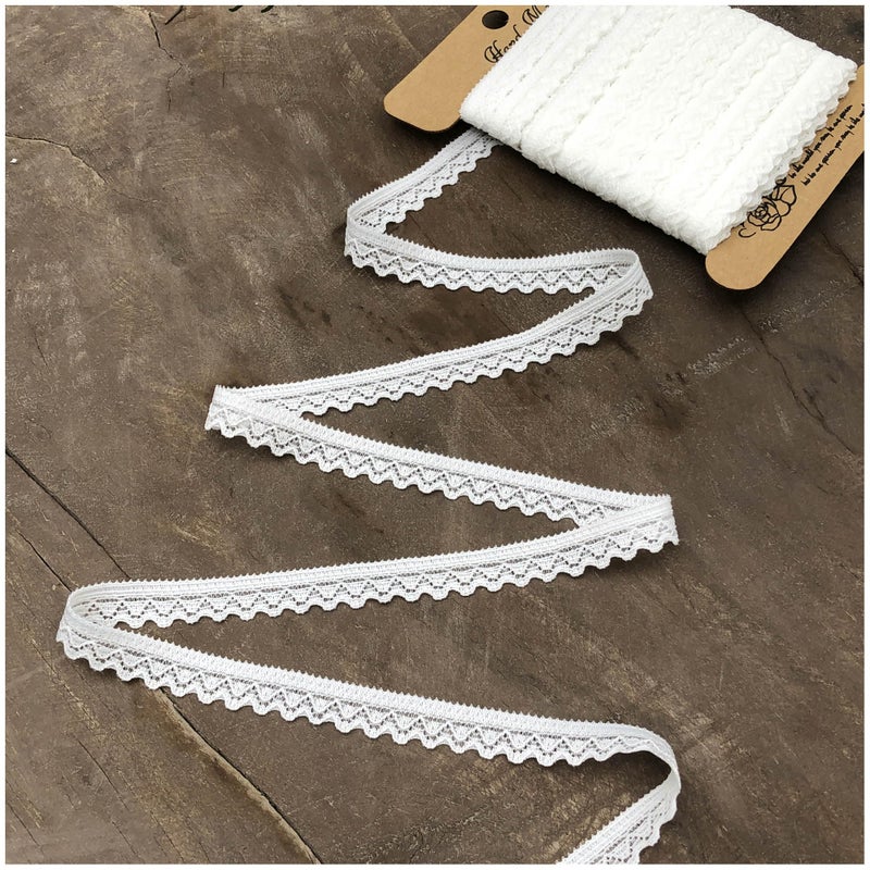 Yachirobi 1cm Lace Ribbon, 10 Yards Long White Stretch Lace Trim for Garment Sewing, lace Choker, Curtain Edge ornamnet, Decorative Ribbon for Your Sewing Projects. - Image 1