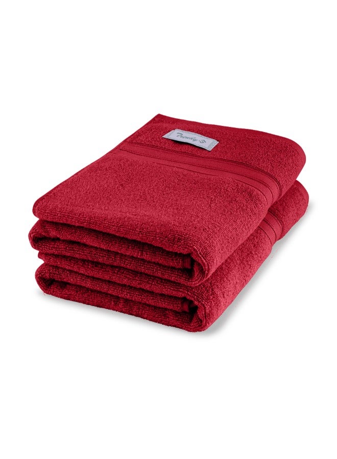 BYFT Home Trendy (Red) Premium Cotton Bath Towel (70 X 140 Cm-Set Of 2) Highly Absorbent, High Quality Bath Linen With Striped Dobby 550 Gsm - Image 5