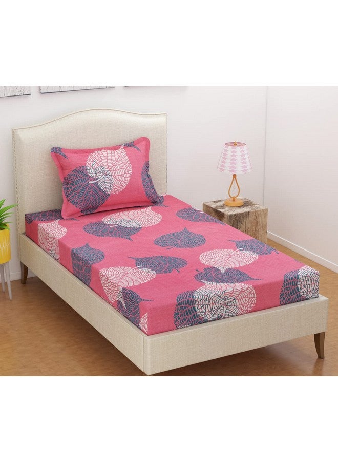 BSB HOME 100% Cotton Feel Flat Single Bedsheets with 1 Pillow Covers | Single Bed Breathable | Wrinklefree | Ultrasoft 180 TC Supersoft |60 x 90 Inches, 5X7 Feet | Pink Flower - Image 1