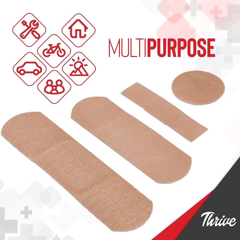 Thrive Bulk Band Aids Variety Pack  Fabric Adhesive Bandages 305 Count 100 Large 75 Medium 65 Small  65 Round  Waterproof Flexible CottonSpandex  Secure Stick Adhesion  RipStop Bandage Bag - Image 5