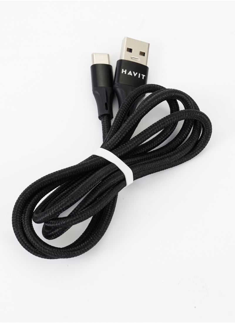 havit - Havit Usb A To Type-C VOOC 1M Aluminum alloy With double nylon Braided Cable Charging 5A For Mobile Oppo, Realme, Vivo, one plus - 100w. - Image 1
