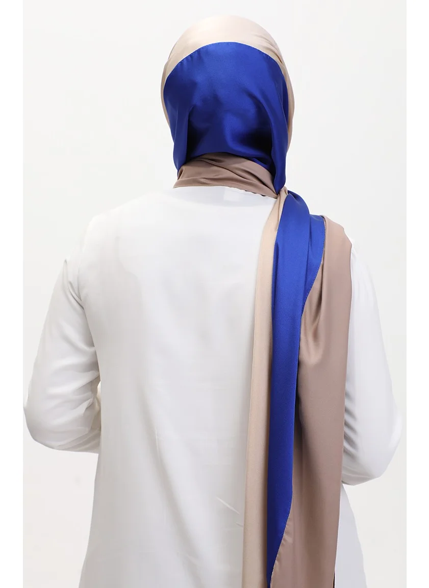 Sefa Merve Karaca Tricolor Shawl 81049-11 Mink Saxe