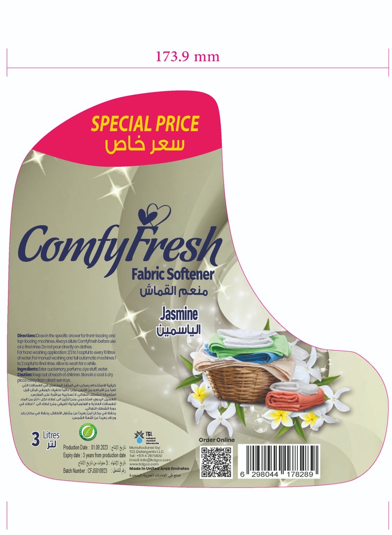 TCL Comfy Fresh, Perfumed Fabric Softener Jasmine 3LT - Image 2