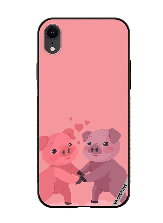 VR CREATIVE غطاء حماية لهاتف آبل آيفون XR بتصميم خنزير الحب متعدد الألوان - Image 1