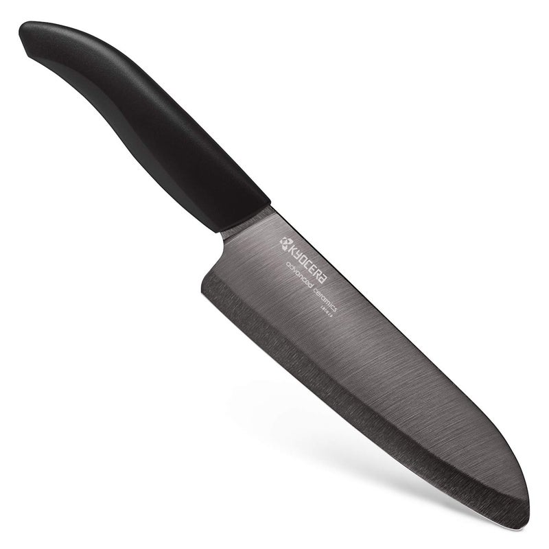 Kyocera Advanced Ceramic Revolution Series 6-inch, Chef's Santoku Knife, Black Blade - Image 1