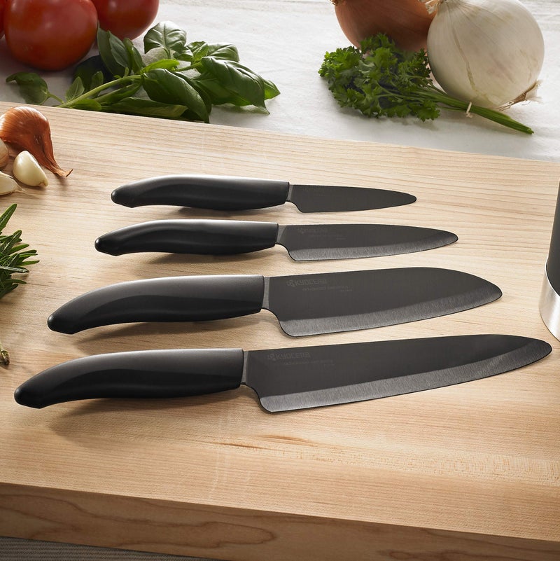 Kyocera Advanced Ceramic Revolution Series 6-inch, Chef's Santoku Knife, Black Blade - Image 4