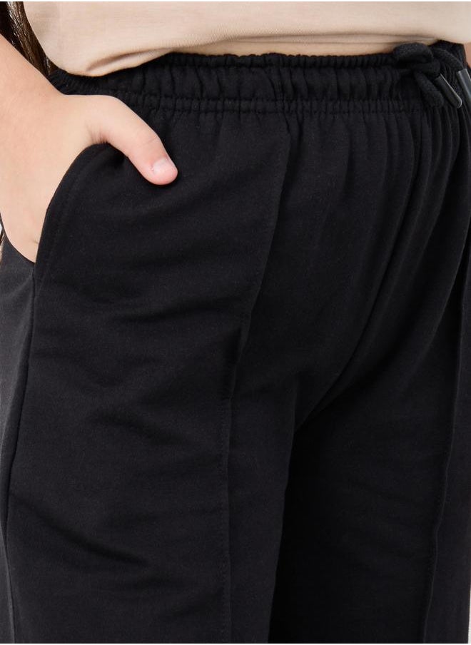 Styli Styli Girls Black Solid Pintuck Wide Leg Culottes  - Image 3