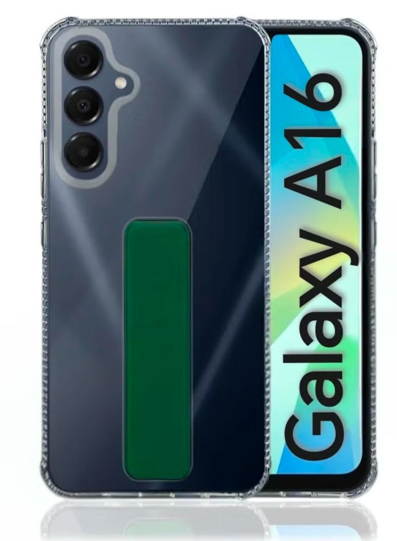 Case Cover For Samsung Galaxy A16/A16 5G With Magnetic Hand Grip 3 in 1 Clear / Green - Image 1