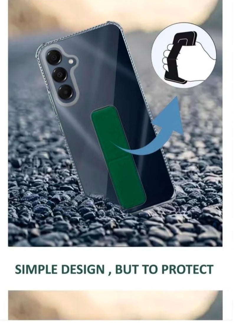 Case Cover For Samsung Galaxy A16/A16 5G With Magnetic Hand Grip 3 in 1 Clear / Green - Image 2