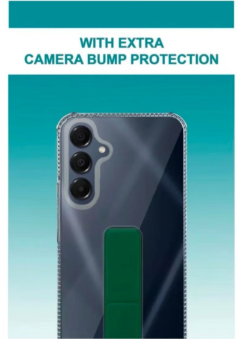Case Cover For Samsung Galaxy A16/A16 5G With Magnetic Hand Grip 3 in 1 Clear / Green - Image 4