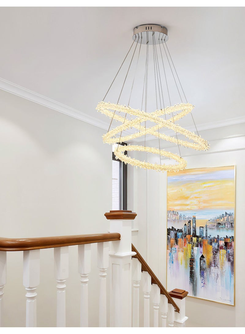 NeverEnd Elegant Italian Design Crystal Pendant Light Circle Ceiling Hanging Chrome Crystal Chandelier - Image 5