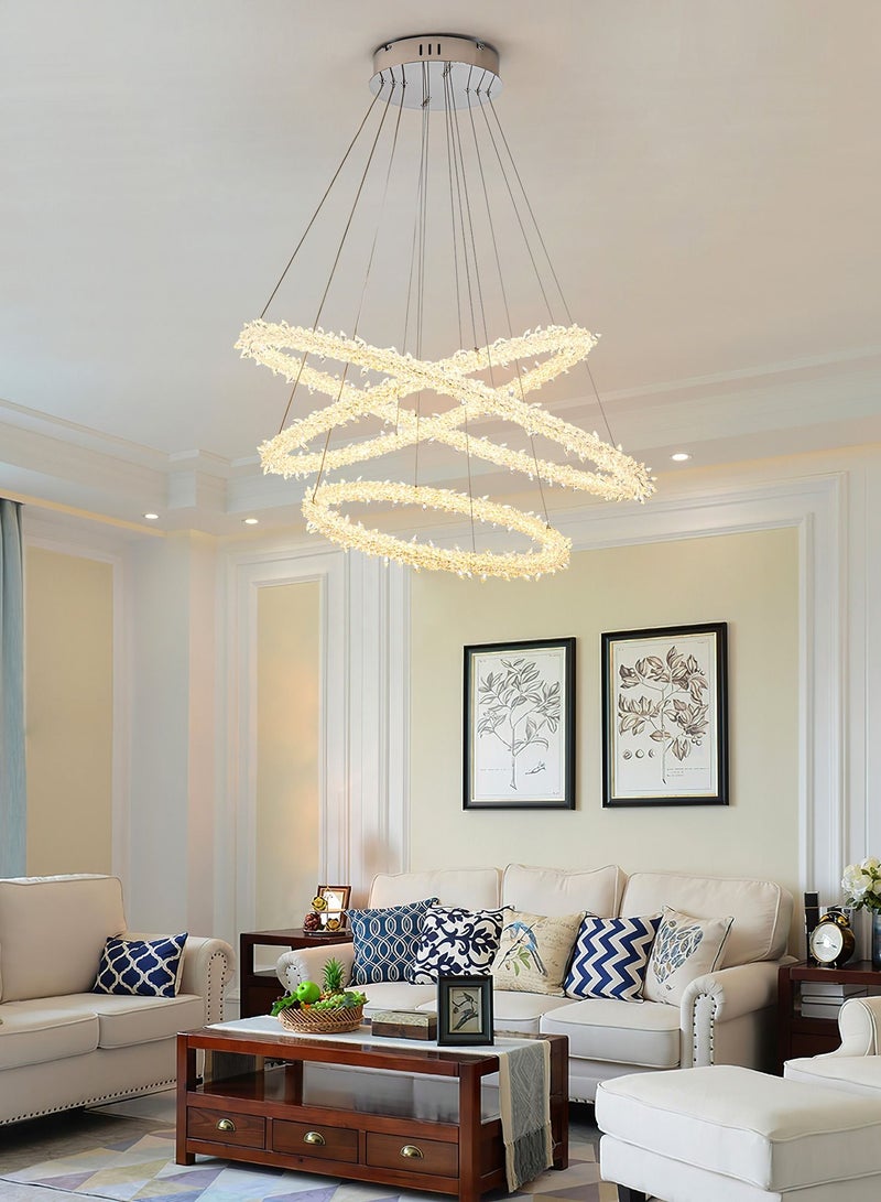 NeverEnd Elegant Italian Design Crystal Pendant Light Circle Ceiling Hanging Chrome Crystal Chandelier - Image 1