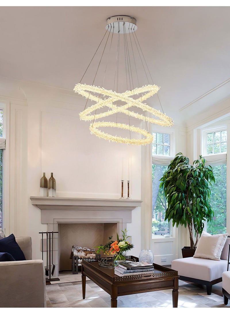 NeverEnd Elegant Italian Design Crystal Pendant Light Circle Ceiling Hanging Chrome Crystal Chandelier - Image 4