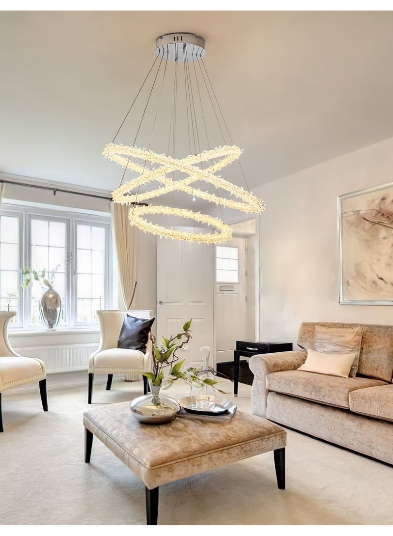 NeverEnd Elegant Italian Design Crystal Pendant Light Circle Ceiling Hanging Chrome Crystal Chandelier - Image 3