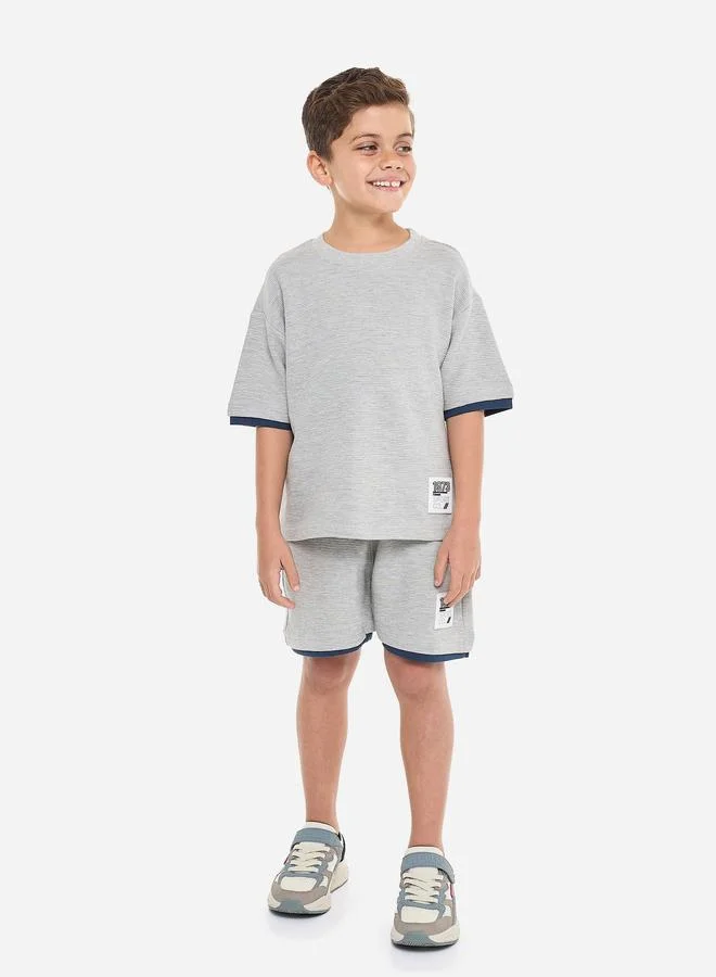 victor and jane Victor And Jane Boys Textured Oversized T-Shirt and Shorts Set