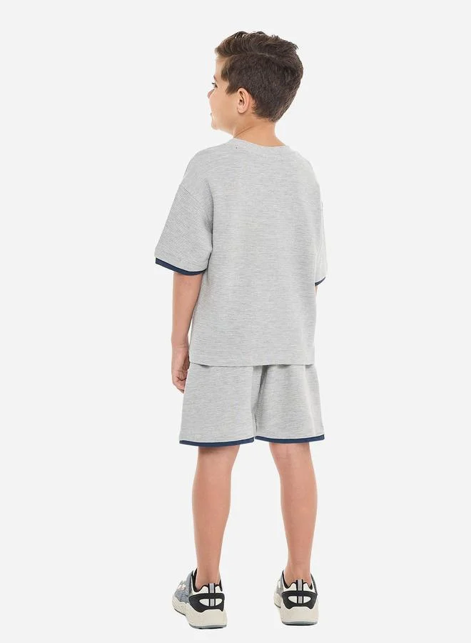 victor and jane Victor And Jane Boys Textured Oversized T-Shirt and Shorts Set