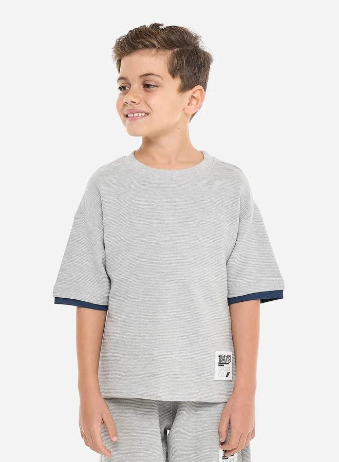 victor and jane Victor And Jane Boys Textured Oversized T-Shirt and Shorts Set