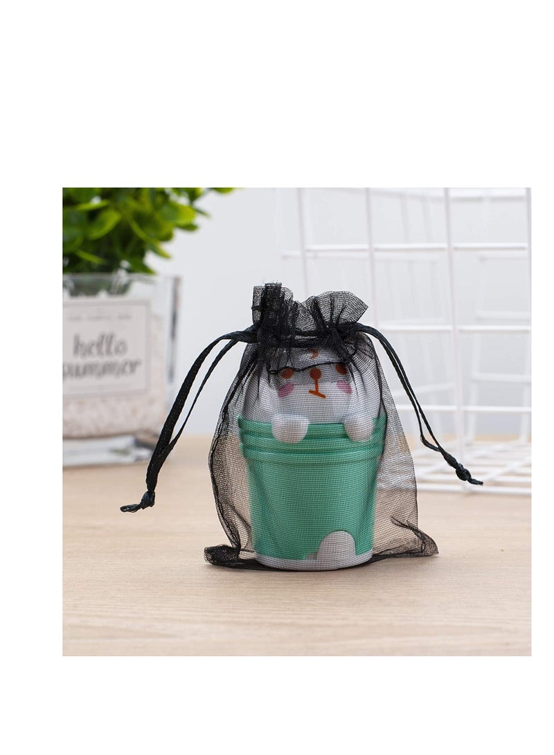 MARKQ 100 Pieces Organza Bags with Drawstrings | 7 X 9 cm Organza Bags for Jewelry Pouches, Candies and Wedding Party | Eid Christmas Bags for Gifts | Organza Gift Bags | Goody Bags (Black)  - Image 4