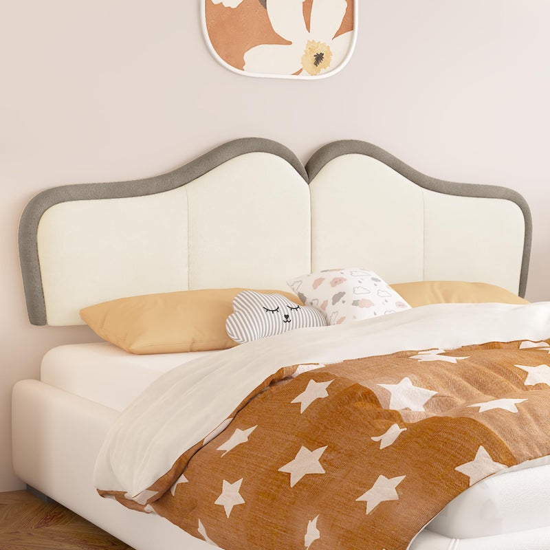 BSHOMGI Queen Headboard Wall Mounted Headboards Head Boards for Adjustable Bed Head Board PanelsUpholstered Velvet Bed Headboard for Bedroom (Beige+Coffee, Queen) - Image 1