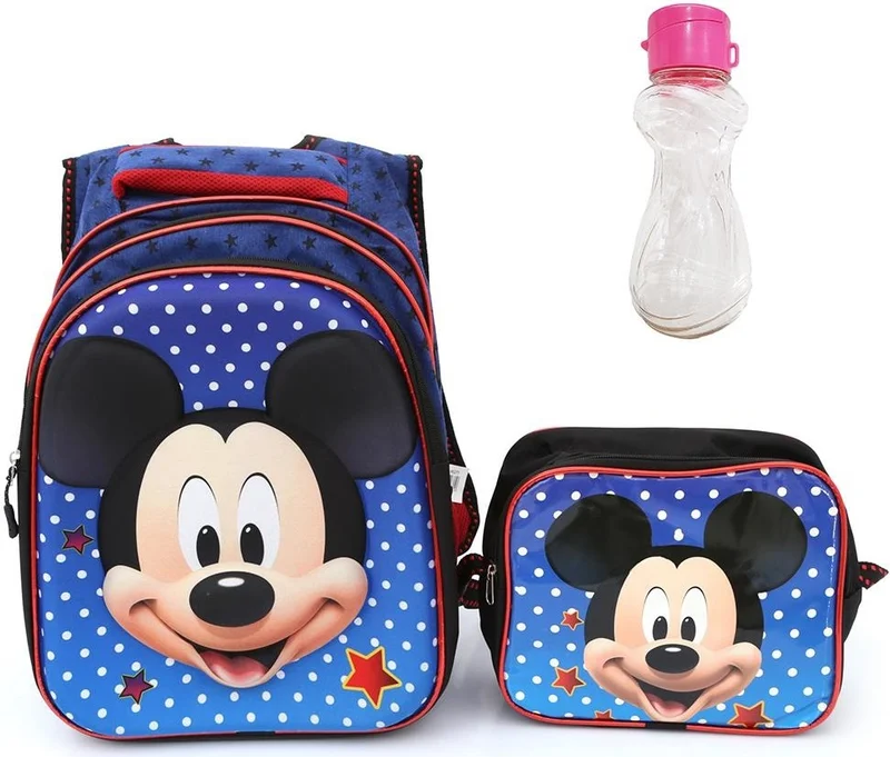 Masho Trend Embossed Mickey Mouse Bag + Lunch Box + Water Bottle