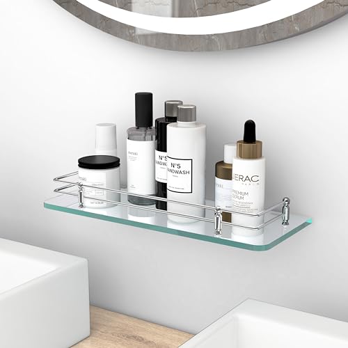 Plantex Premium Transparent Glass Shelf for Living Room/Kitchen/Bathroom Glass Shelf/Bathroom Accessories Set/Kitchen Organizer - (Polished 12x6 -Pack of 1) - Image 1