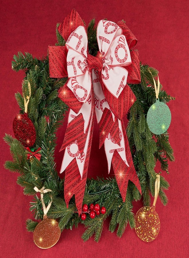 PAPER FAIR 4 Rolls 32 yd Red Glitter Candy Cane Christmas Wired Ribbon Set, 2.5 inch x 8yd Sequin Satin Burlap Ribbon for Xmas Tree Décor, Gift Wrap Box, Bows, Wreath, Garland, Floral DIY Craft - Image 2
