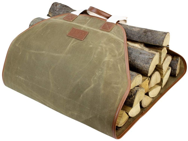 INNO STAGE Canvas Log Carrier Bag,Durable Wood Tote,Fireplace Stove Accessories,Extra Large Firewood Holder with Handles for Camping Khaki - Image 4