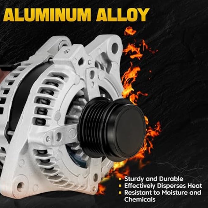 YEHERIT Alternator Replacement Compatible with Toyota Corolla 2014-2018 L4 1.8L 2ZR-FE, 115A 12V CW 6-Decoupler Pulley, Replace# 2138297, 270600T230, FG12T050, 2614390, 420230, AVA0182, 40040169 - Image 2