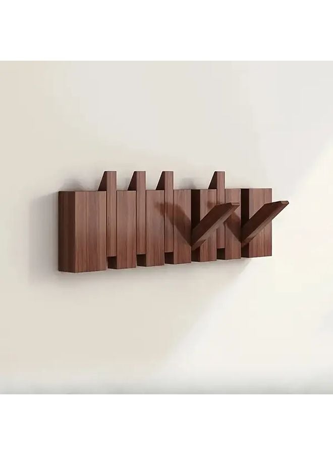 6pcs Piano Key Design Wooden Wall Hooks Foldable Wall Mounted Organizer Wood Color - Image 4