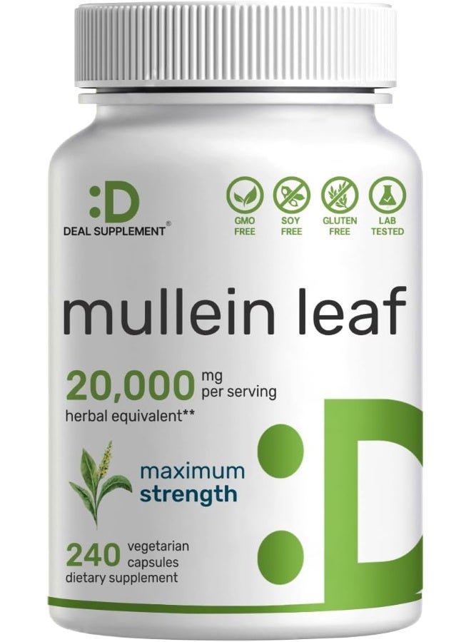 DEAL SUPPLEMENT Mullein Leaf Extract 20,000Mg, 240 Veggie Capsules - Image 1